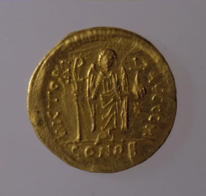 Framed Print : Solidus of Justinian I, 527-565. Artist: Numismatic, Ancient Coins Framed Print : Solidus of Justinian I, 527-565. Artist: Numismatic, Ancient Coins