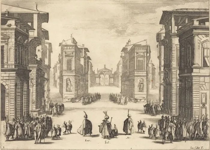 Framed Print : Solimano, Act I, 1620. Creator: Jacques Callot Framed Print : Solimano, Act I, 1620. Creator: Jacques Callot