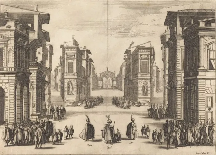Framed Print : Solimano, Act I, 1620. Creator: Jacques Callot Framed Print : Solimano, Act I, 1620. Creator: Jacques Callot