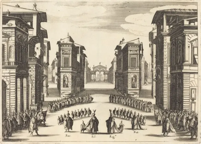 Framed Print : Solimano, Act II, 1620. Creator: Jacques Callot Framed Print : Solimano, Act II, 1620. Creator: Jacques Callot