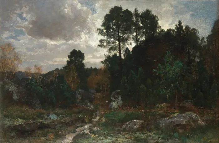 Framed Print : Solitary Walk at Fontainebleau, 1886. Creator: Wladyslaw Ciesielski Framed Print : Solitary Walk at Fontainebleau, 1886. Creator: Wladyslaw Ciesielski