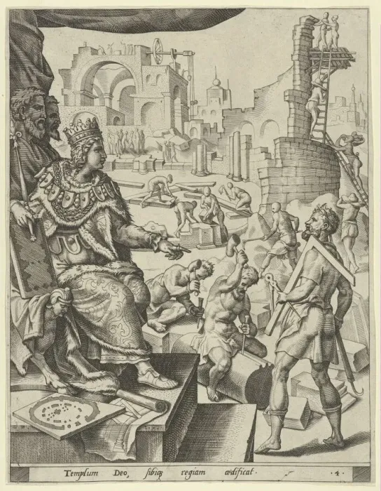 Framed Print : Solomon Building the Temple, from The Story of Solomon, 1554. Creator: After Maarten van Heemskerck Framed Print : Solomon Building the Temple, from The Story of Solomon, 1554. Creator: After Maarten van Heemskerck