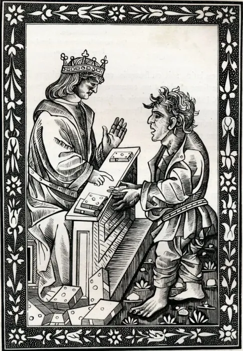 Framed Print : Solomon and Marcoul, 15th century, (1849). Creator: Unknown Framed Print : Solomon and Marcoul, 15th century, (1849). Creator: Unknown