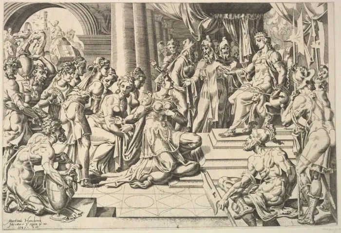 Framed Print : Solomon and the Queen of Sheba, 1549. Creator: Dirck Volkertsen Coornhert Framed Print : Solomon and the Queen of Sheba, 1549. Creator: Dirck Volkertsen Coornhert