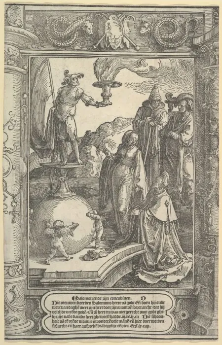 Framed Print : Solomons Idolatry [I Kings, 11: 1-8], ca. 1517. Creator: Lucas van Leyden