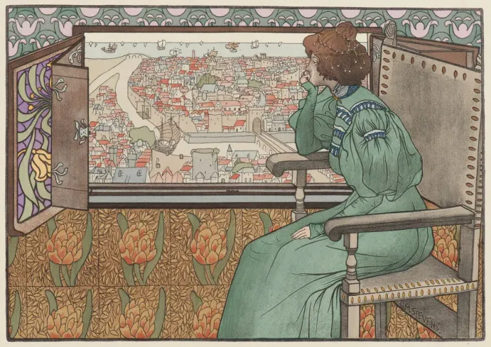 Framed Print : Solveig, ca 1897. Creator: Stevens, Gustave Max (1871-1946) Framed Print : Solveig, ca 1897. Creator: Stevens, Gustave Max (1871-1946)