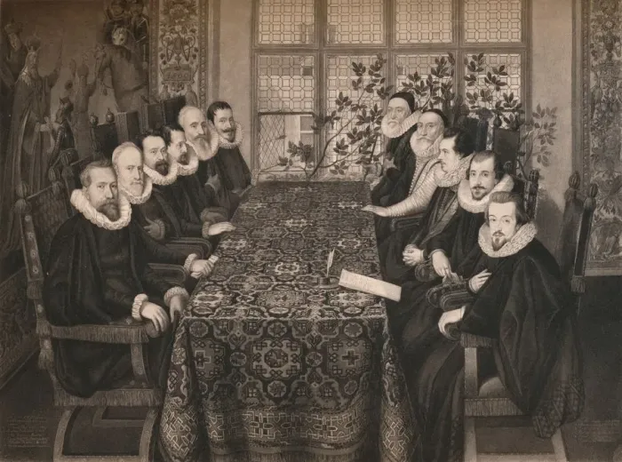 Framed Print : The Somerset House Conference, 1604, 1604, (1904) Framed Print : The Somerset House Conference, 1604, 1604, (1904)