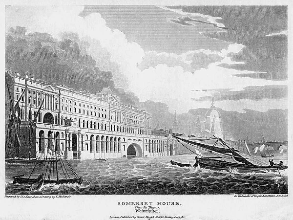 Somerset House, from the Thames, London, 19th century. Artist: H le Keux