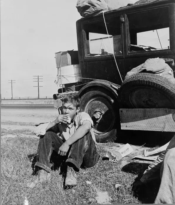 Framed Print : Son of depression refugee from Oklahoma now in California, 1936. Creator: Dorothea Lange Framed Print : Son of depression refugee from Oklahoma now in California, 1936. Creator: Dorothea Lange