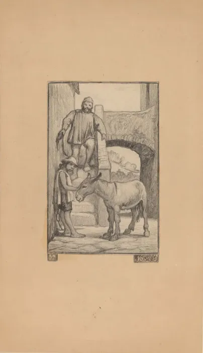 Framed Print : The Son and the Donkey, 1863. Creator: Elihu Vedder Framed Print : The Son and the Donkey, 1863. Creator: Elihu Vedder