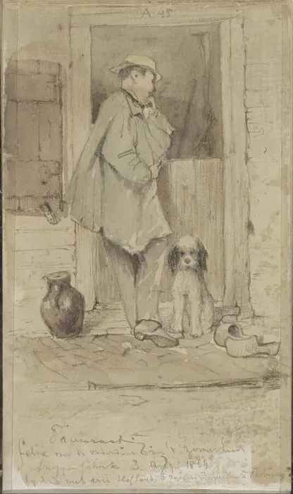 Framed Print : Son Felix by the half-door of the Snepenschrik summer house, 1864. Creator: Johannes Tavenraat Framed Print : Son Felix by the half-door of the Snepenschrik summer house, 1864. Creator: Johannes Tavenraat