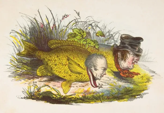Framed Print : Son Fish and Sucker, from The Comic Natural History of the Human Race, 1851 Framed Print : Son Fish and Sucker, from The Comic Natural History of the Human Race, 1851