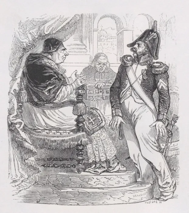 Framed Print : The Son of the Pope from The Complete Works of Beranger, 1836. Creator: H Designe Framed Print : The Son of the Pope from The Complete Works of Beranger, 1836. Creator: H Designe