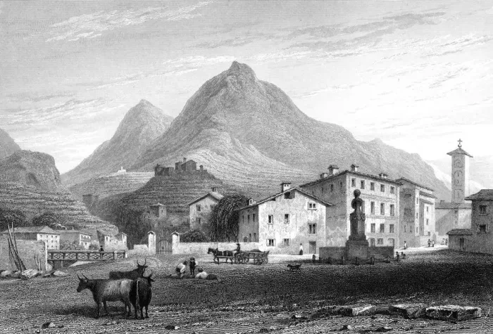 Framed Print : Sondrio, Lombardy, Italy, 1828. Artist: W Wallis Framed Print : Sondrio, Lombardy, Italy, 1828. Artist: W Wallis