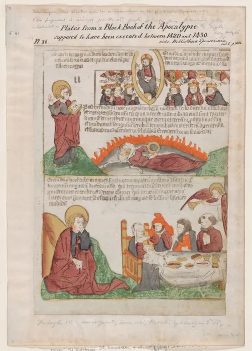 Framed Print : Song of Praise in Heaven over the Fall of the Whore of Babylon; The Wedding of the La... 1440-1450. Creator: Anon Framed Print : Song of Praise in Heaven over the Fall of the Whore of Babylon; The Wedding of the La... 1440-1450. Creator: Anon
