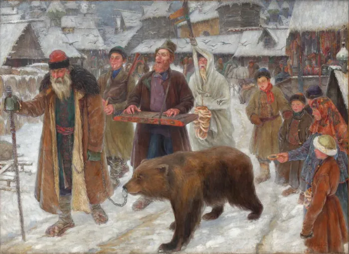 Framed Print : The Song of the skomorokhs, 1910. Artist: Subbotin (Permyak), Pyotr Ivanovich (1886-1923) Framed Print : The Song of the skomorokhs, 1910. Artist: Subbotin (Permyak), Pyotr Ivanovich (1886-1923)