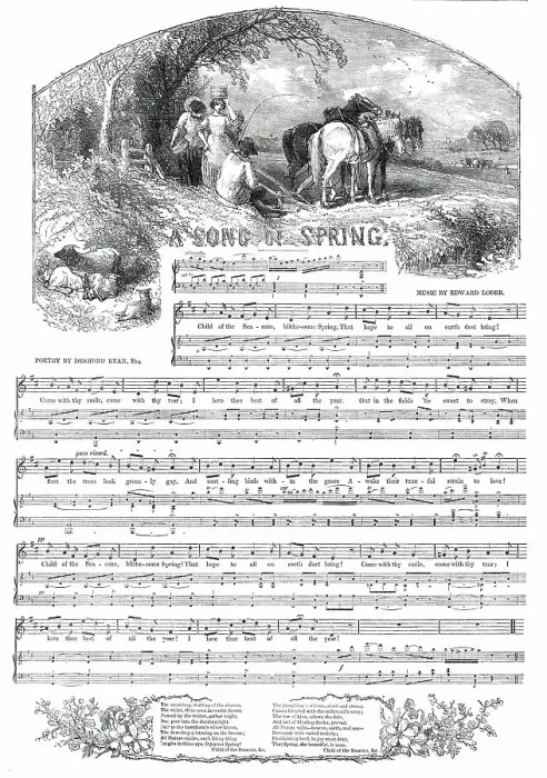 Framed Print : A Song of Spring, 1850. Creator: Edmund Evans Framed Print : A Song of Spring, 1850. Creator: Edmund Evans