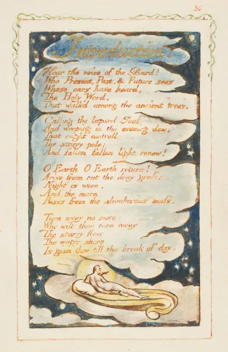 Framed Print : Songs of Experience: Introduction: Hear the voice of the Bard, ca. 1825