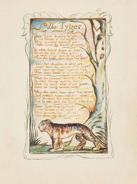 Songs of Innocence and of Experience: The Tyger, ca. 1825. Creator: William Blake
