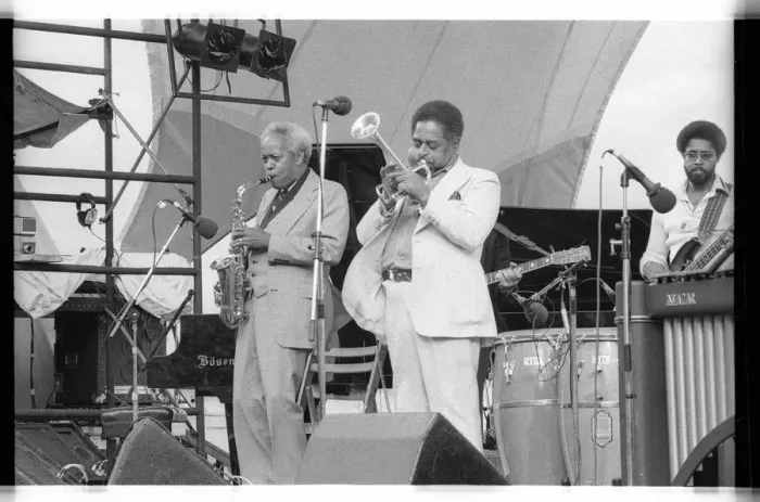 Framed Print : Sonny Stitt and Dizzy Gillespie, Capital Jazz, 1979. Artist: Brian O Connor