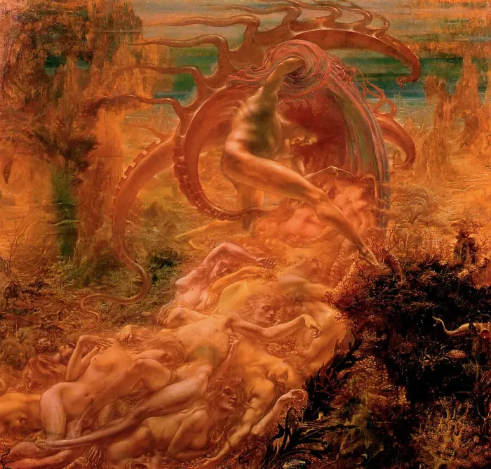 Framed Print : Sons of Satan, c1900-1953. Artist: Jean Delville Framed Print : Sons of Satan, c1900-1953. Artist: Jean Delville