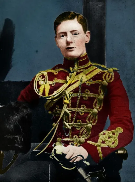 Framed Print : Soon he was a dashing subaltern in the 4th Hussars, 1895, (1945) Framed Print : Soon he was a dashing subaltern in the 4th Hussars, 1895, (1945)