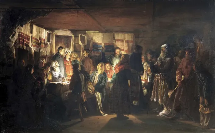 Framed Print : A Sorcerer comes to a peasant wedding, 1875 Framed Print : A Sorcerer comes to a peasant wedding, 1875