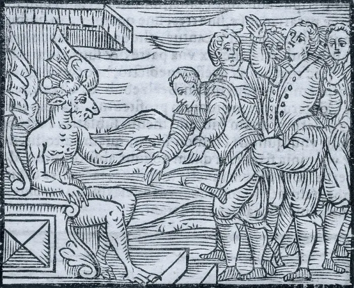 Framed Print : Sorcerers paying homage to the devil, 1608. Creator: Unknown Framed Print : Sorcerers paying homage to the devil, 1608. Creator: Unknown