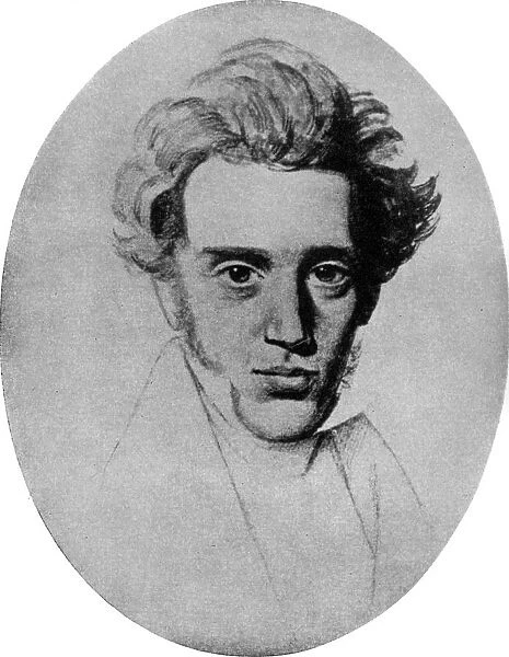 Soren Kierkegaard, Danish philosopher and theologian, c1840 (1956)
