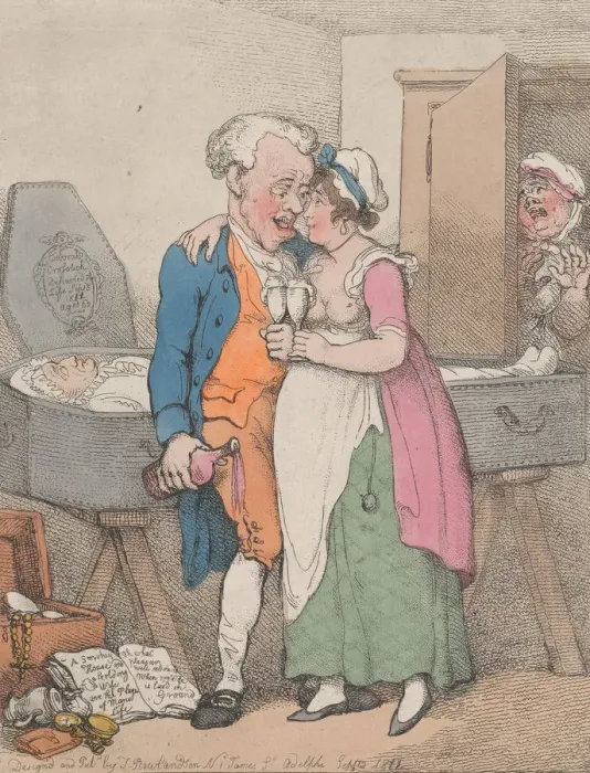 Framed Print : Sorrows Dry or a Cure for the Heart Ache, 1811. 1811. Creator: Thomas Rowlandson Framed Print : Sorrows Dry or a Cure for the Heart Ache, 1811. 1811. Creator: Thomas Rowlandson