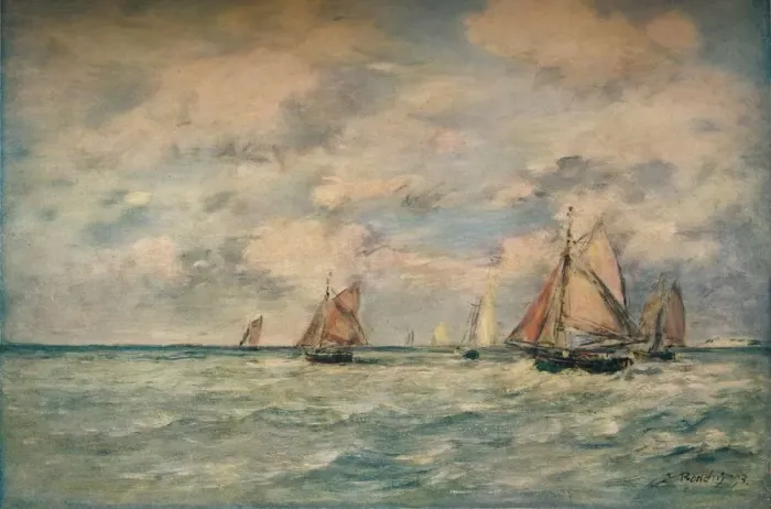 Framed Print : Sortie Des Barques A Trouville, 1895, (1920). Creator: Eugene Louis Boudin Framed Print : Sortie Des Barques A Trouville, 1895, (1920). Creator: Eugene Louis Boudin