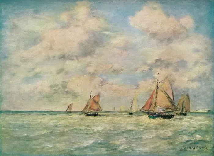 Framed Print : Sortie Des Barques A Trouville, 19th century. Artist: Eugene Louis Boudin Framed Print : Sortie Des Barques A Trouville, 19th century. Artist: Eugene Louis Boudin