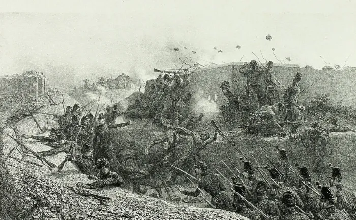 Framed Print : Sortie of the Roman garrison... from Souvenirs d'Italie: Expédition de Rome, 1854. Creator: Auguste Raffet Framed Print : Sortie of the Roman garrison... from Souvenirs d'Italie: Expédition de Rome, 1854. Creator: Auguste Raffet