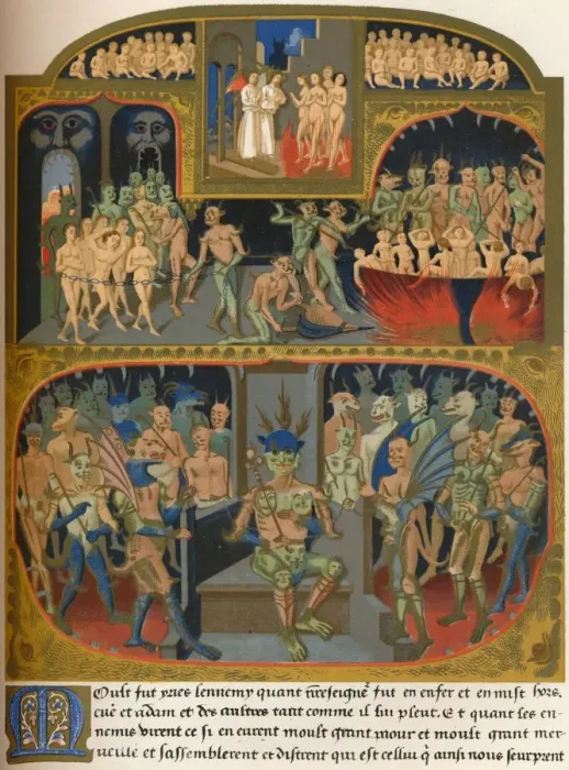 Framed Print : Souls condemned to Hell, second half of the 15th century, (1849). Creator: Kellerhoven Framed Print : Souls condemned to Hell, second half of the 15th century, (1849). Creator: Kellerhoven