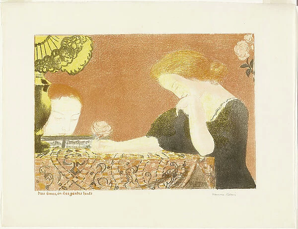 Our Souls, in Languorous Gestures, plate nine from Love, 1898, published 1899. Creator: Maurice Denis