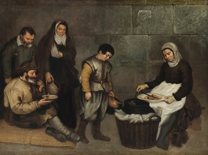 Framed Print : The Soup Kitchen, c.1630. Creator: Puga, Antonio de (1602-1648) Framed Print : The Soup Kitchen, c.1630. Creator: Puga, Antonio de (1602-1648)