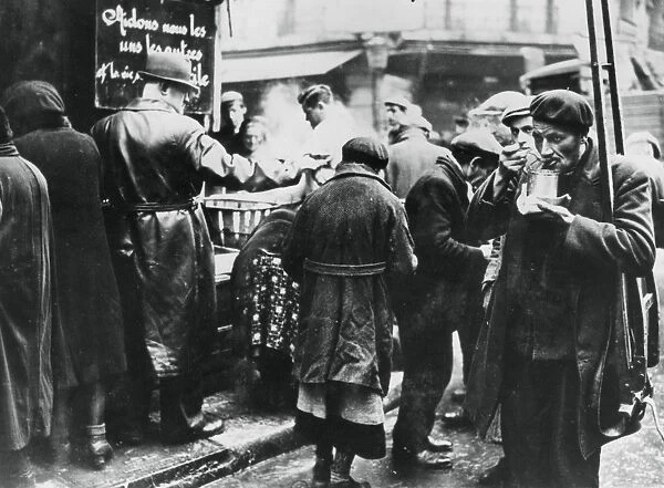 Soup kitchen for the needy, les Halles, German-occupied Paris, February 1941