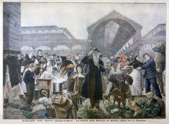 Framed Print : Soup Stand at Les Halles Market in the Morning, 1897 Framed Print : Soup Stand at Les Halles Market in the Morning, 1897