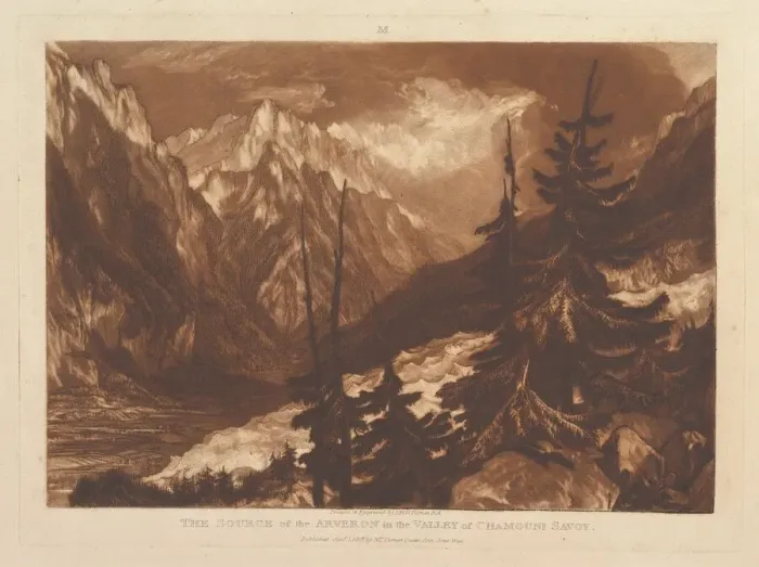 Framed Print : The Source of the Arvaron in the Valley of Chamouni, Savoy (Liber Studiorum, pa Framed Print : The Source of the Arvaron in the Valley of Chamouni, Savoy (Liber Studiorum, pa