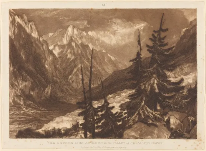 Framed Print : The Source of the Arveron, published 1816. Creator: JMW Turner Framed Print : The Source of the Arveron, published 1816. Creator: JMW Turner