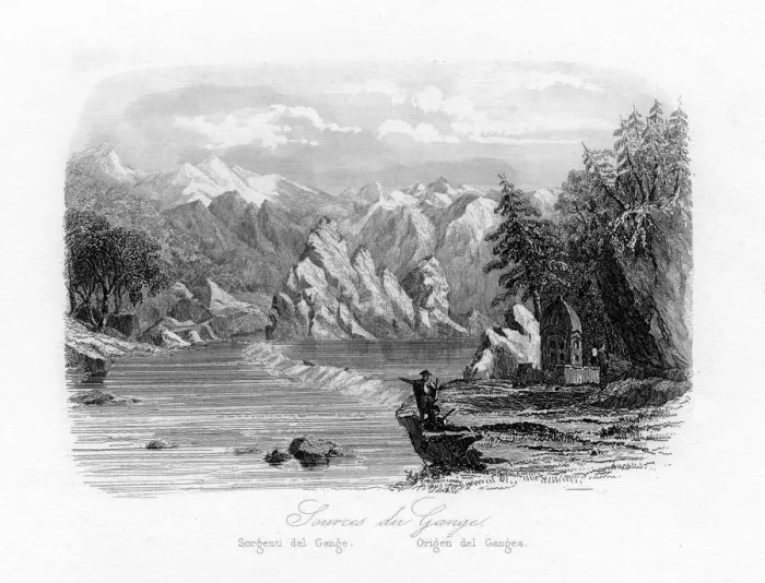 Framed Print : Source of the Ganges, India, c1840. Artist: N Remond Framed Print : Source of the Ganges, India, c1840. Artist: N Remond