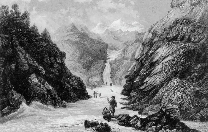 Framed Print : Source of the River Jumna, 1845. Creator: Unknown Framed Print : Source of the River Jumna, 1845. Creator: Unknown
