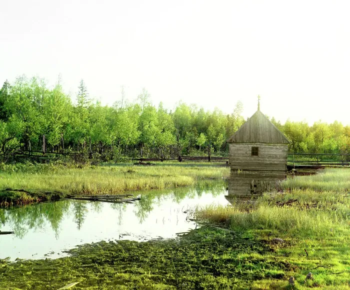 Framed Print : Source of the Volga, Volgoverkhovye, 1910. Creator: Sergey Mikhaylovich Prokudin-Gorsky Framed Print : Source of the Volga, Volgoverkhovye, 1910. Creator: Sergey Mikhaylovich Prokudin-Gorsky