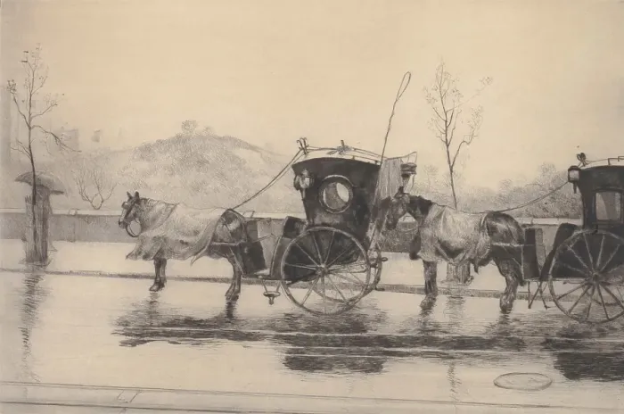 Framed Print : Sous la Pluie, 1906. Creators: Jean Francois Raffaelli, Jean-Francois Raffaelli Framed Print : Sous la Pluie, 1906. Creators: Jean Francois Raffaelli, Jean-Francois Raffaelli