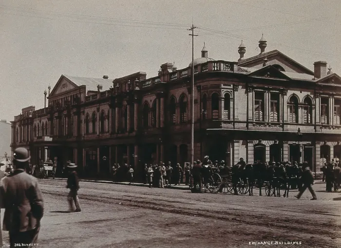 Framed Print : South Africa: the Exchange Buildings in Johannesburg, 1896. Creator: Barnett Framed Print : South Africa: the Exchange Buildings in Johannesburg, 1896. Creator: Barnett