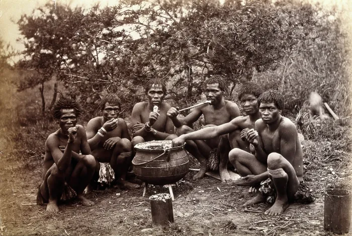 Framed Print : South Africa: Natal people eating, between 1800 and 1899. Creator: Unknown Framed Print : South Africa: Natal people eating, between 1800 and 1899. Creator: Unknown