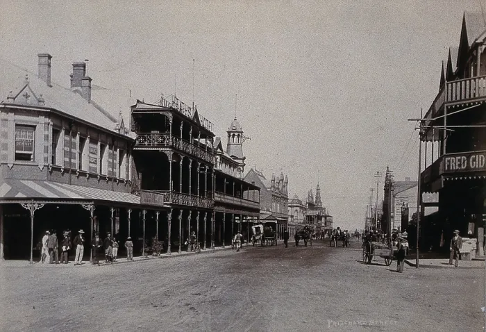 Framed Print : South Africa: Pritchard Street in Johannesburg, 1896. Creator: Barnett Framed Print : South Africa: Pritchard Street in Johannesburg, 1896. Creator: Barnett