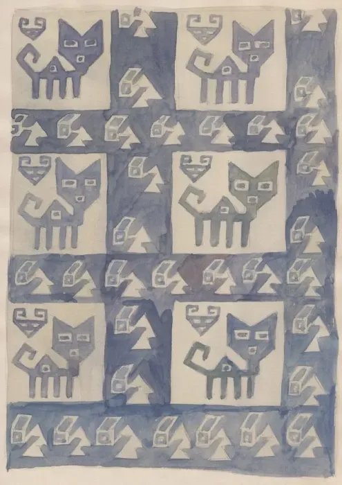 Framed Print : South American textile design, 1951. Creator: Shirley Markham Framed Print : South American textile design, 1951. Creator: Shirley Markham