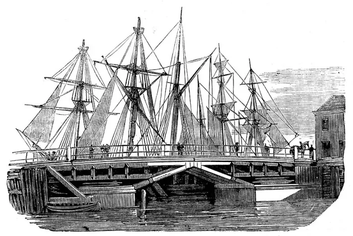 Framed Print : The South Australian Company's Swing-Bridge at Port Adelaide, 1858. Creator: Unknown Framed Print : The South Australian Company's Swing-Bridge at Port Adelaide, 1858. Creator: Unknown