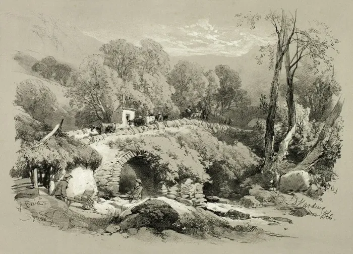 Framed Print : South Brent, Devon, from Picturesque Selections, 1860. Creator: James Duffield Harding
